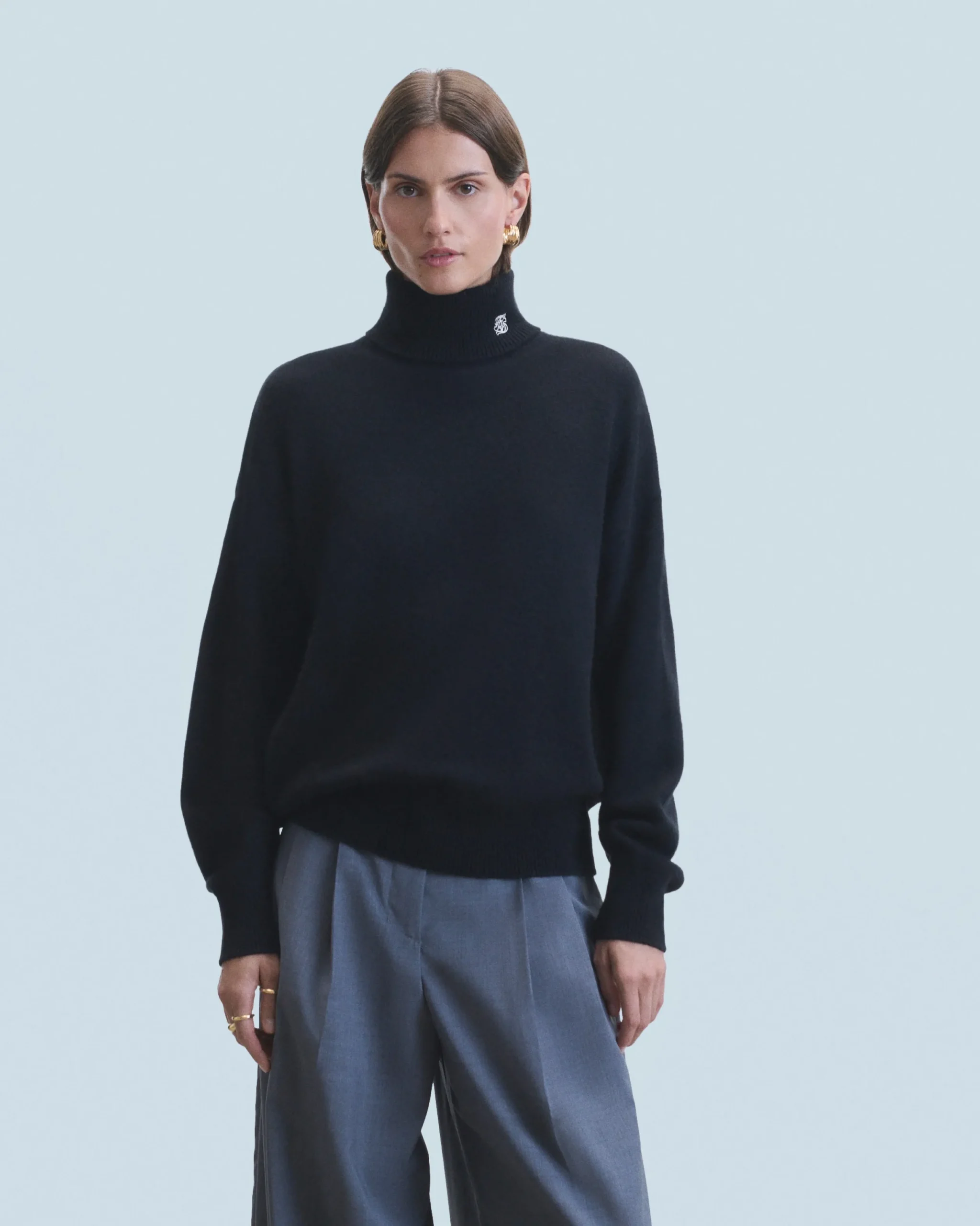 FROM FUTURE Pull Col Roulé Noir Cheap