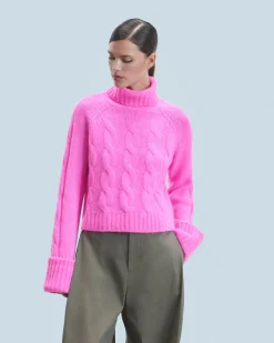 FROM FUTURE Pull Col Roulé PinkMouliné Online