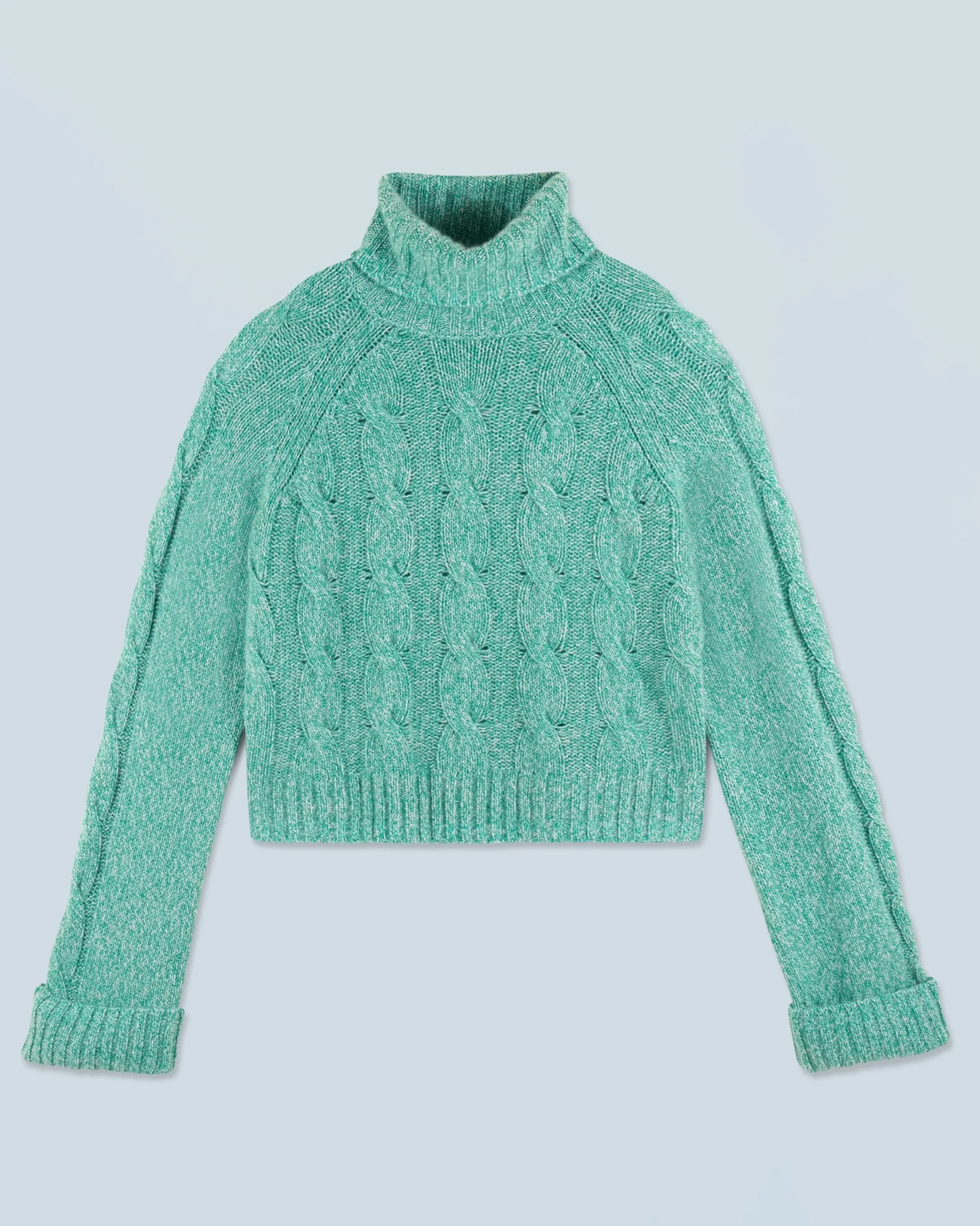FROM FUTURE Pull Col Roulé GreenMouliné Cheap