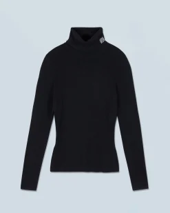 FROM FUTURE Pull Col Roulé Noir Fashion