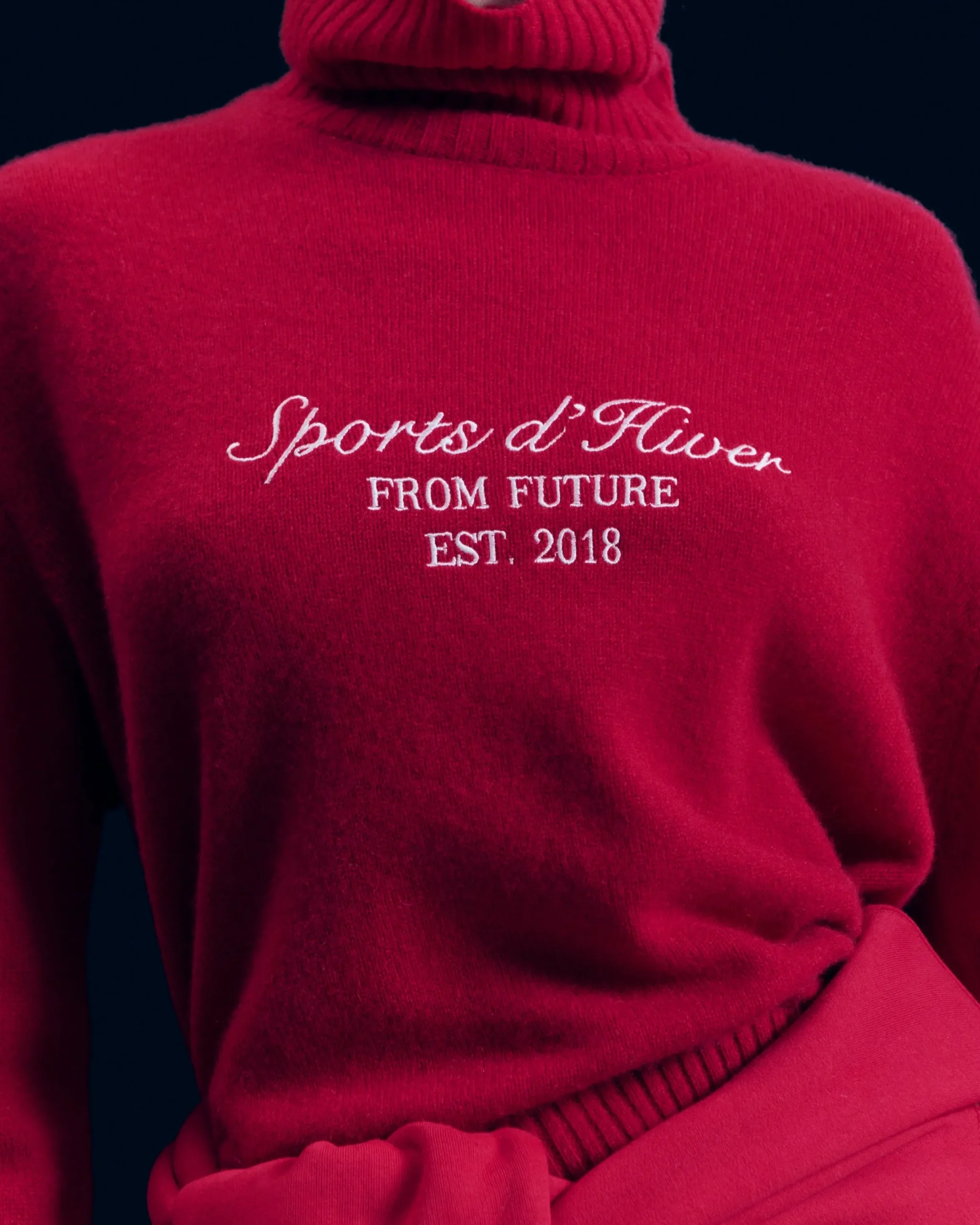 FROM FUTURE Pull Col Roulé DarkRed Clearance
