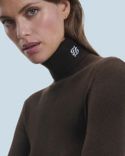FROM FUTURE Pull Col Roulé Chocolat Clearance