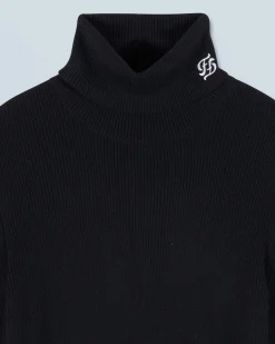FROM FUTURE Pull Col Roulé Noir Fashion