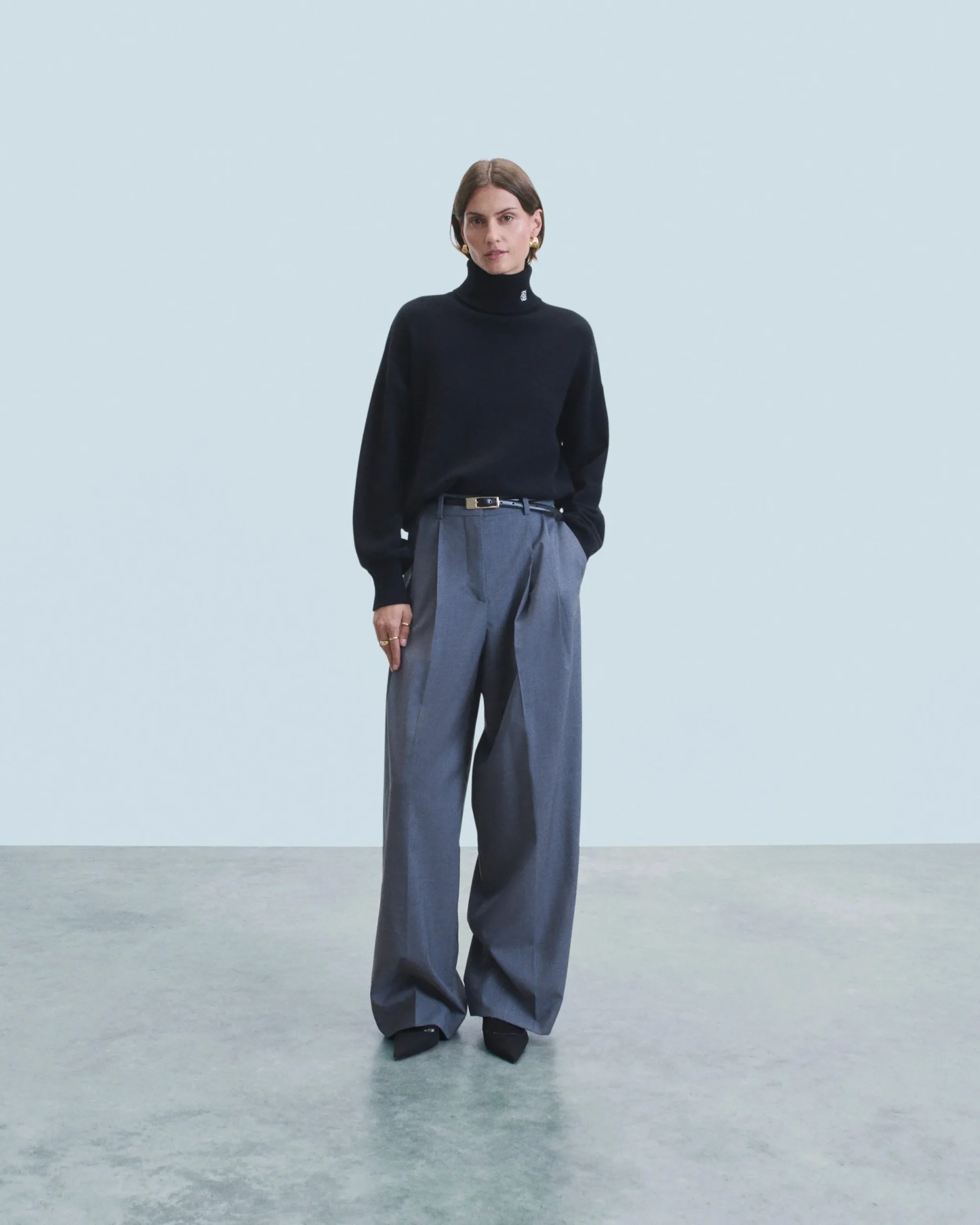 FROM FUTURE Pull Col Roulé Noir Cheap