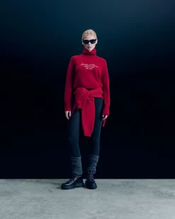 FROM FUTURE Pull Col Roulé DarkRed Clearance