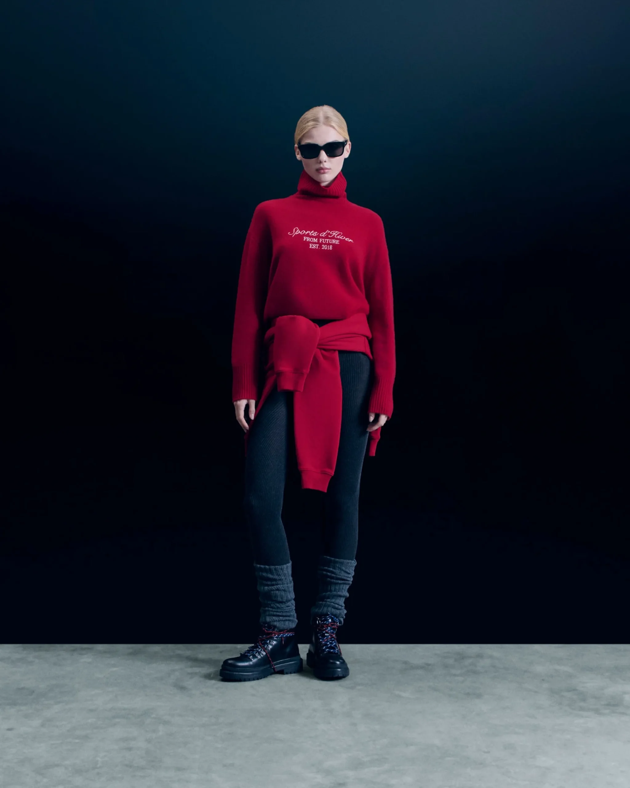 FROM FUTURE Pull Col Roulé DarkRed Clearance