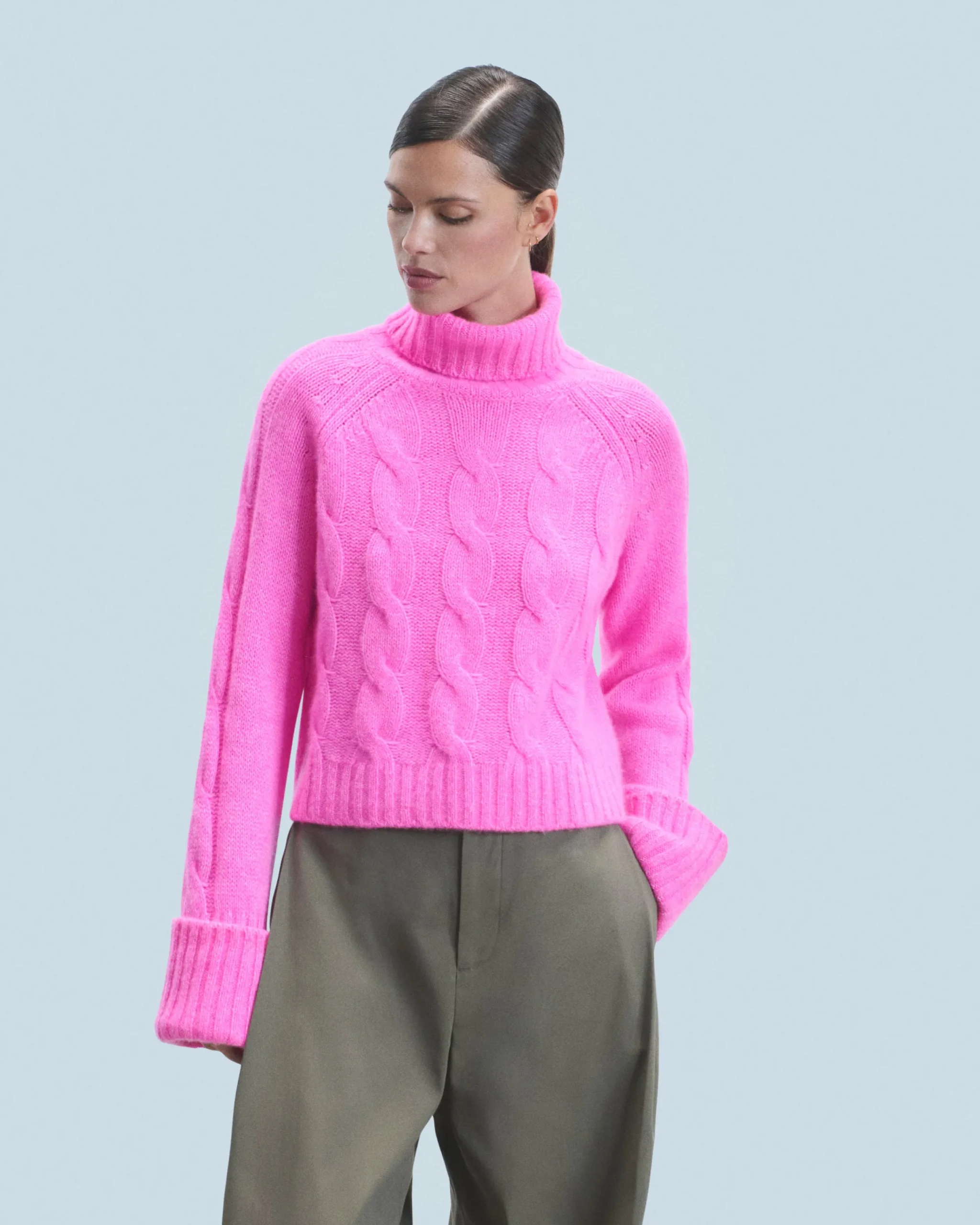 FROM FUTURE Pull Col Roulé GreenMouliné Cheap