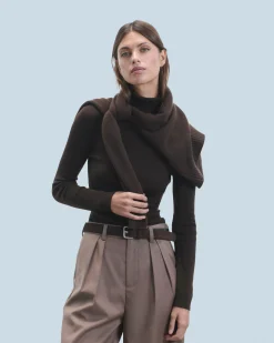 FROM FUTURE Pull Col Roulé Chocolat Clearance