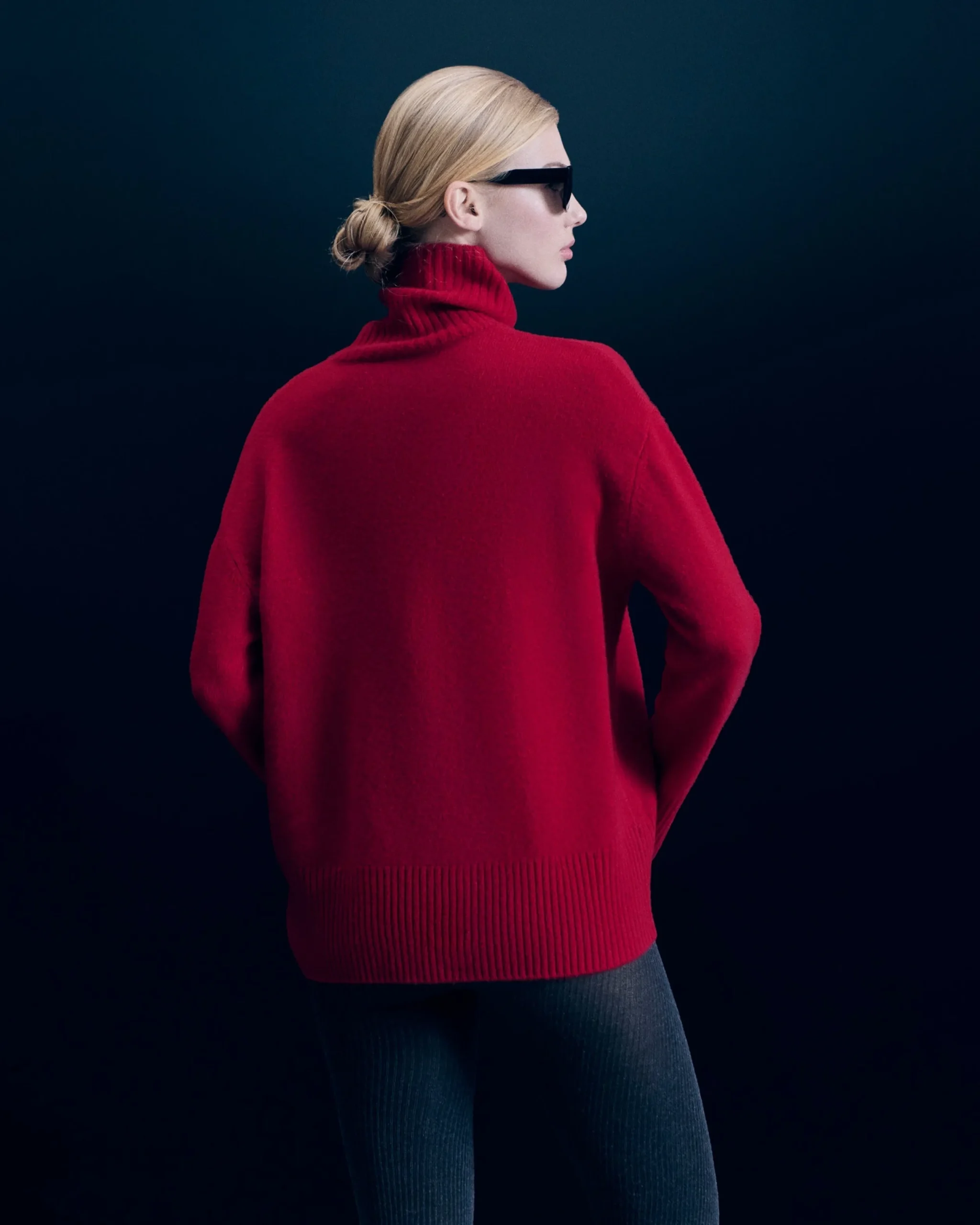 FROM FUTURE Pull Col Roulé DarkRed Clearance