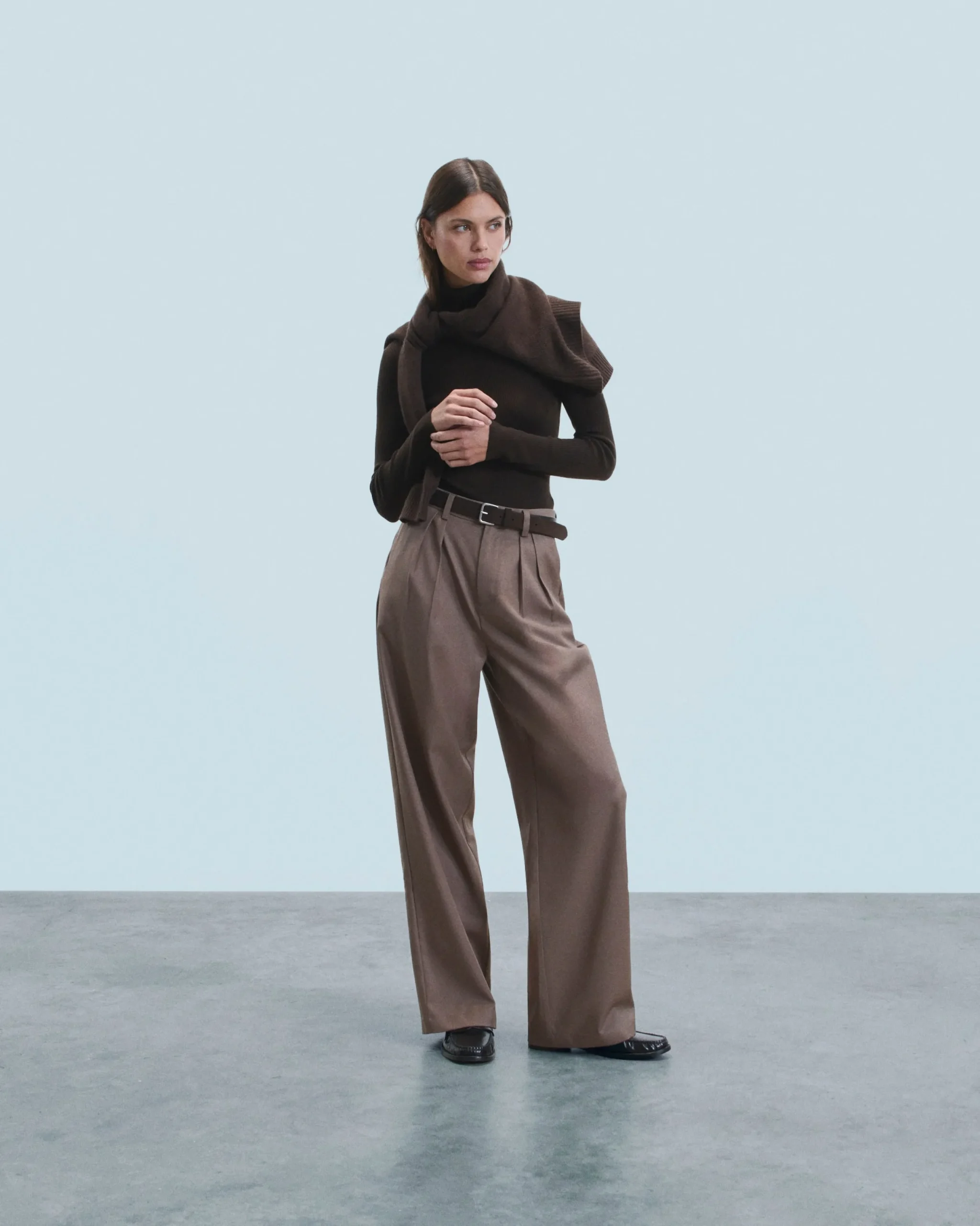 FROM FUTURE Pull Col Roulé Chocolat Clearance