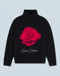 FROM FUTURE Pull Col Roulé Noir Hot