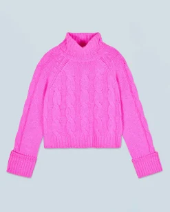 FROM FUTURE Pull Col Roulé PinkMouliné Online