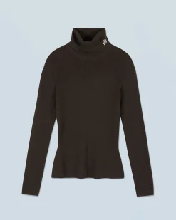 FROM FUTURE Pull Col Roulé Chocolat Clearance