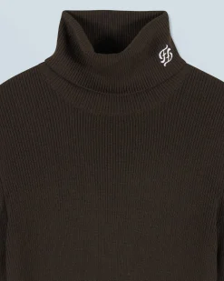 FROM FUTURE Pull Col Roulé Chocolat Clearance