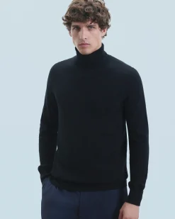 FROM FUTURE Pull Col Roulé Basique Noir Flash Sale