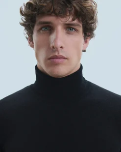FROM FUTURE Pull Col Roulé Basique Noir Flash Sale
