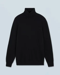 FROM FUTURE Pull Col Roulé Basique Noir Flash Sale