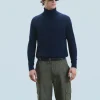 FROM FUTURE Pull Col Roulé Basique Epais Navy Cheap