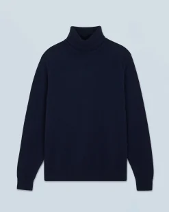 FROM FUTURE Pull Col Roulé Basique Epais Navy Cheap