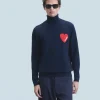 FROM FUTURE Pull Col Roulé Coeur Navy Shop