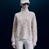 FROM FUTURE Pull Col Roulé Flocons Sable New
