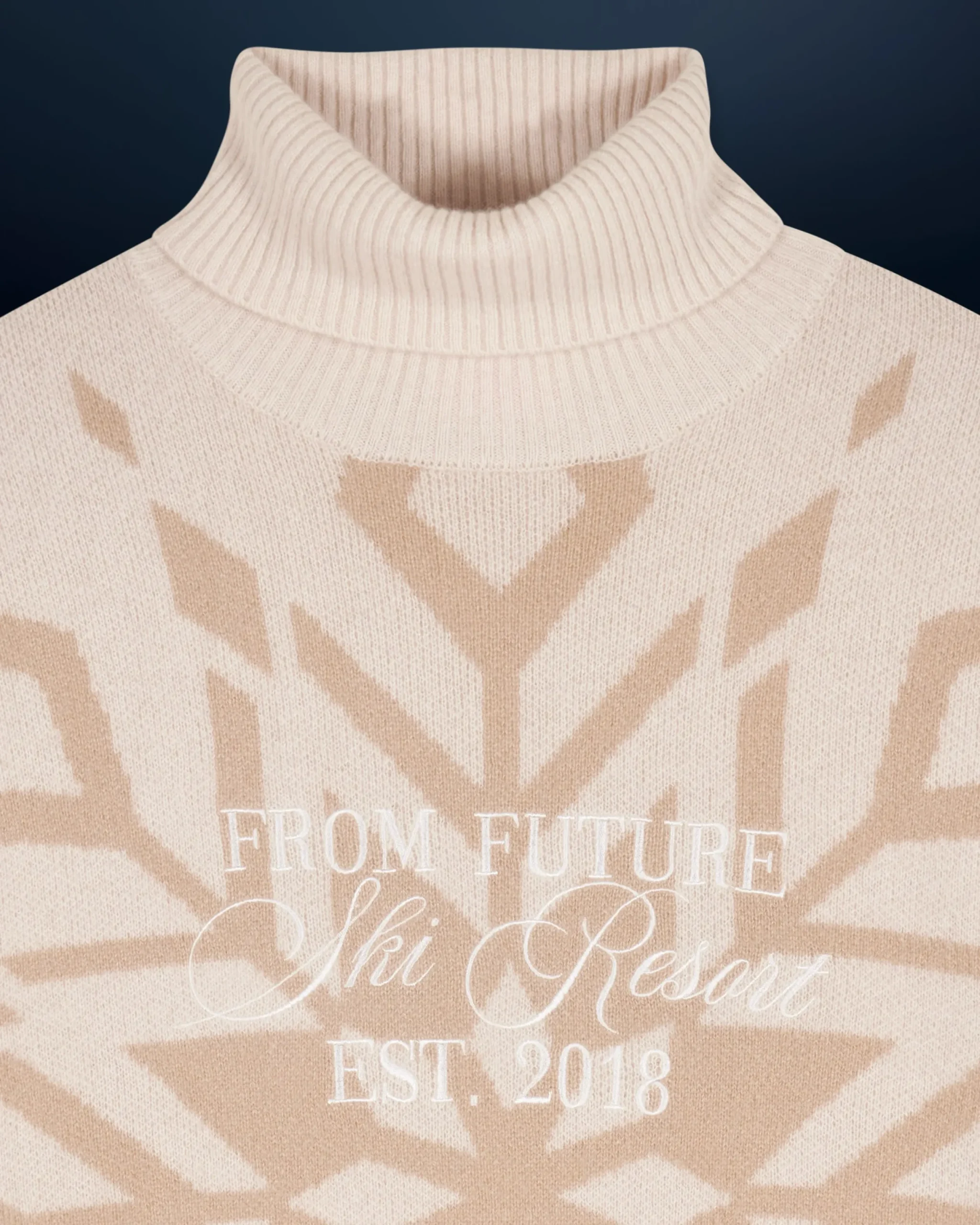 FROM FUTURE Pull Col Roulé Flocons Sable New