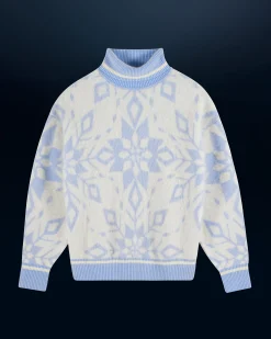 FROM FUTURE Pull Col Roulé Hairy à Motif Flocons BabyBlue Store