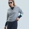 FROM FUTURE Pull Col V GrisChinéFoncé Discount