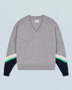 FROM FUTURE Pull Col V GrisChinéFoncé Discount