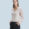FROM FUTURE Pull Col V Bandes Manches Multicolore Sable Store