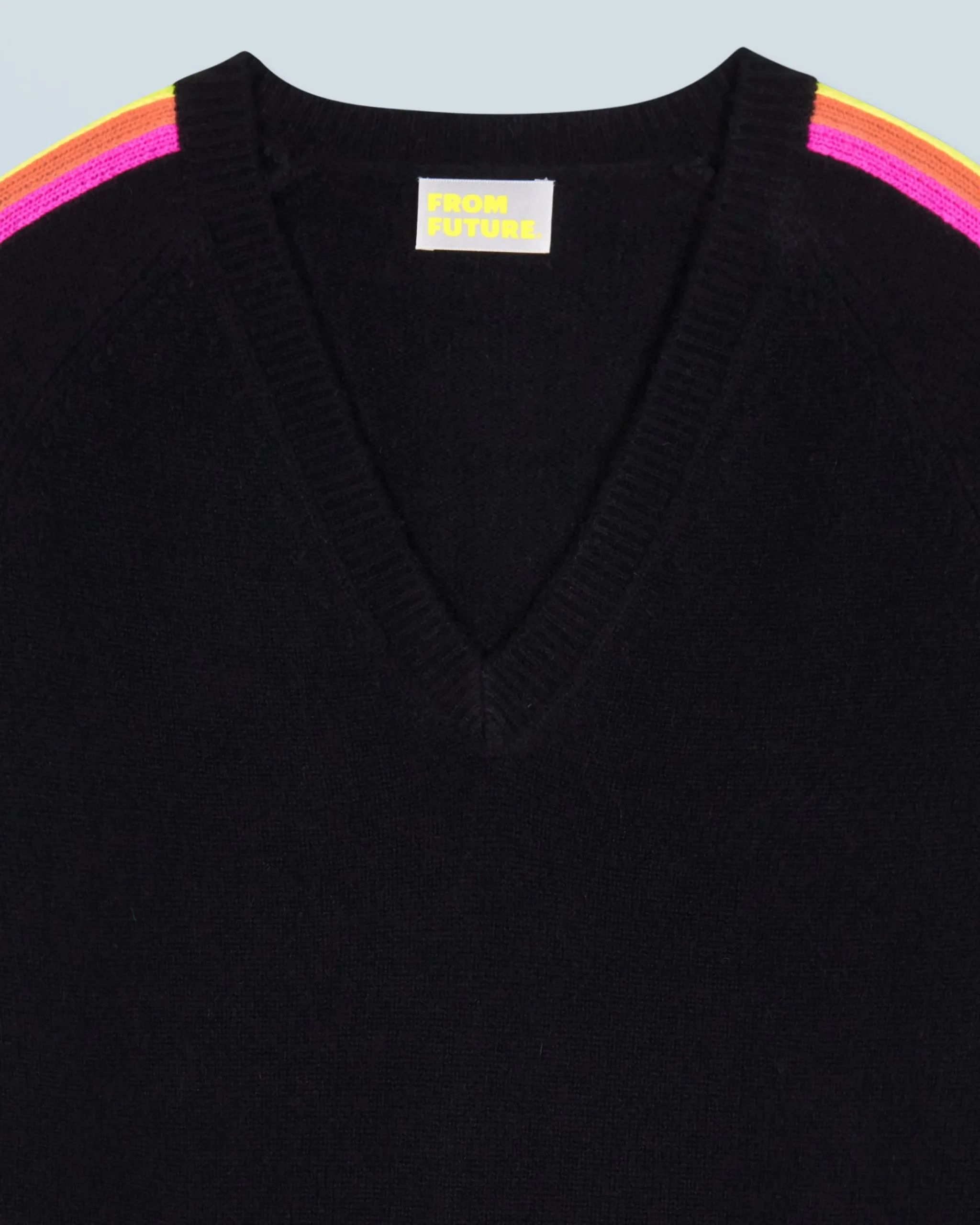 FROM FUTURE Pull Col V Bandes Manches Multicolore Noir Sale