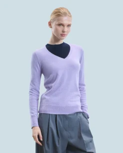 FROM FUTURE Pull Col V Basique LilacMouliné Shop
