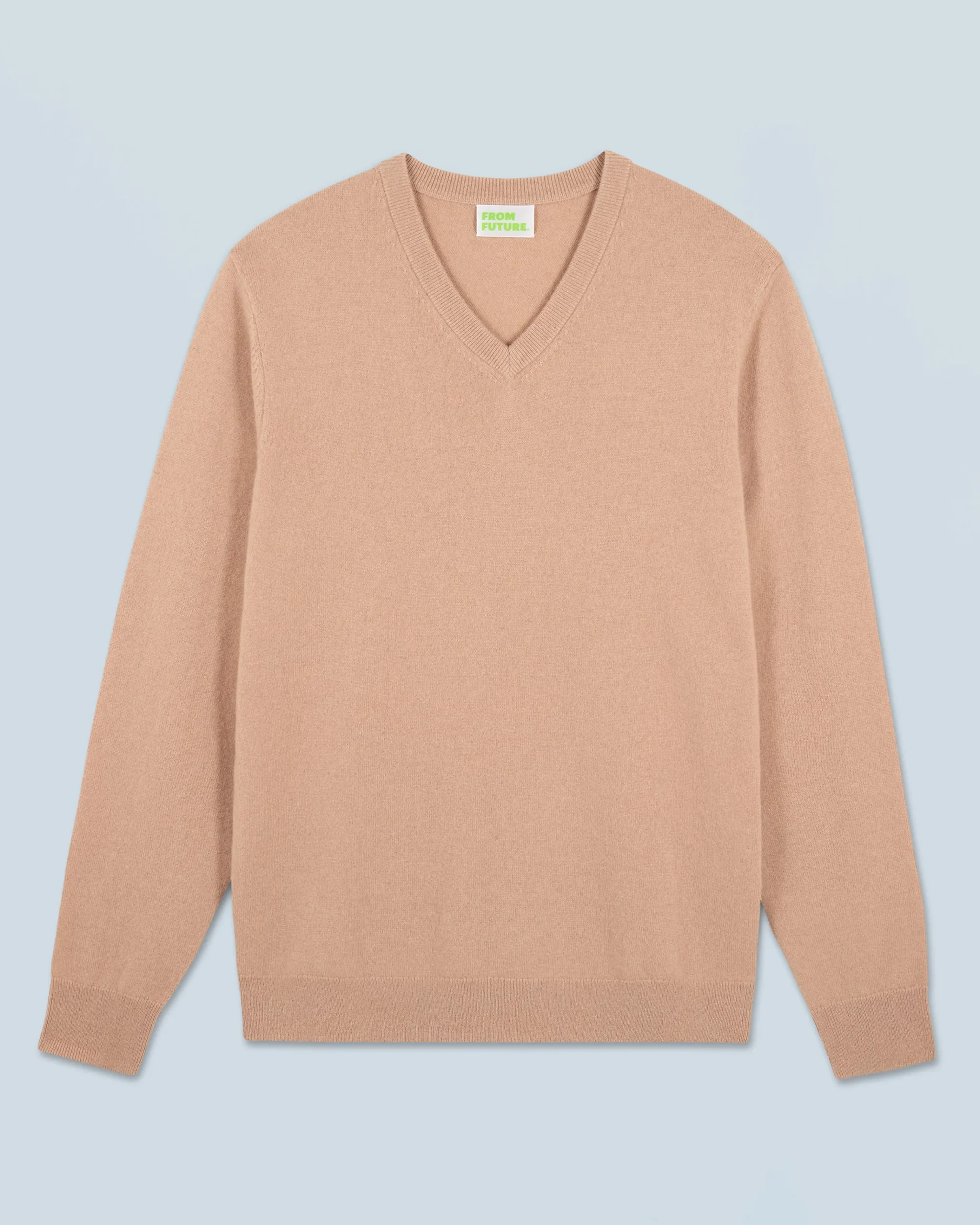 FROM FUTURE Pull Col V Basique Camel Clearance