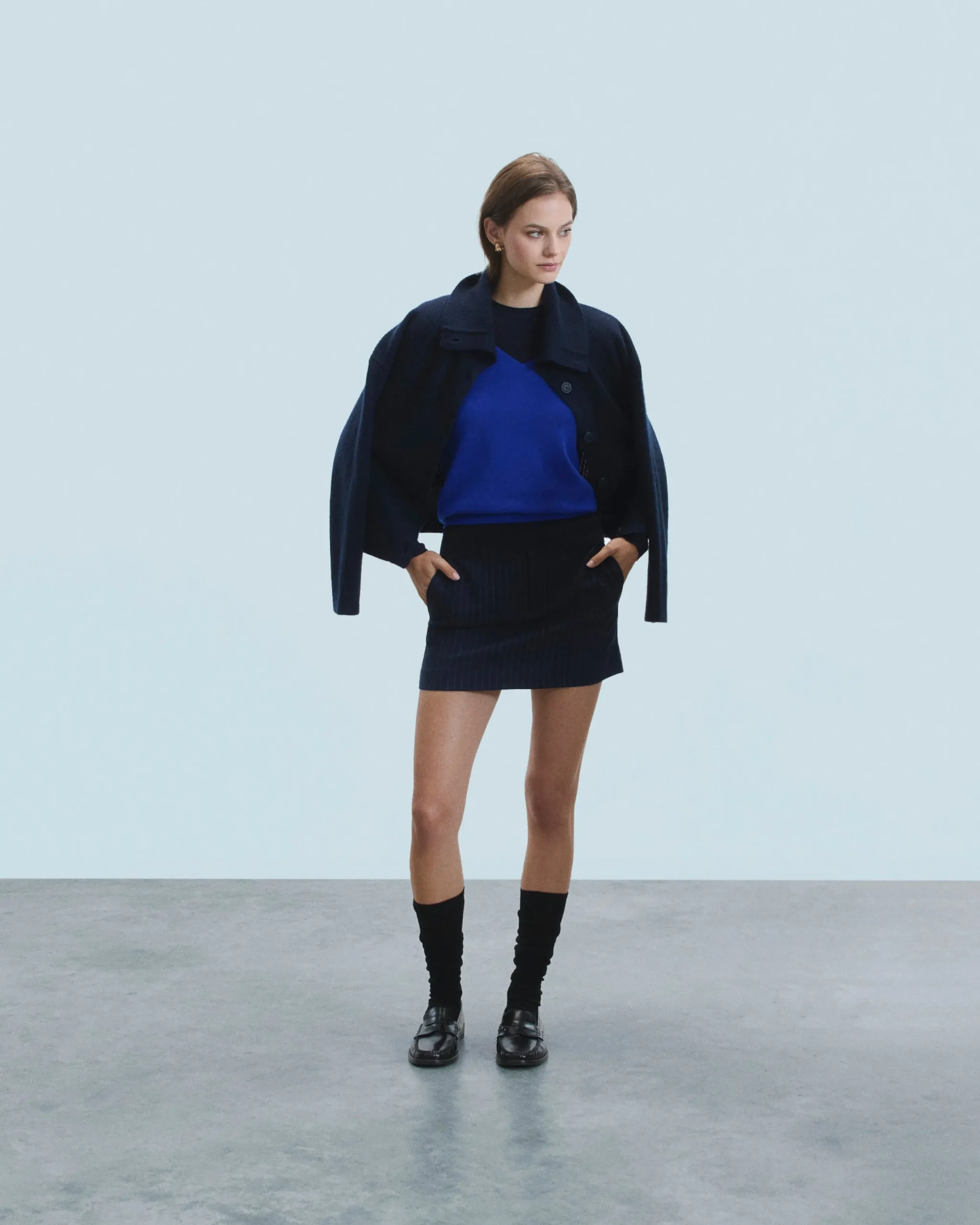 FROM FUTURE Pull Col V Basique PopBlue Clearance