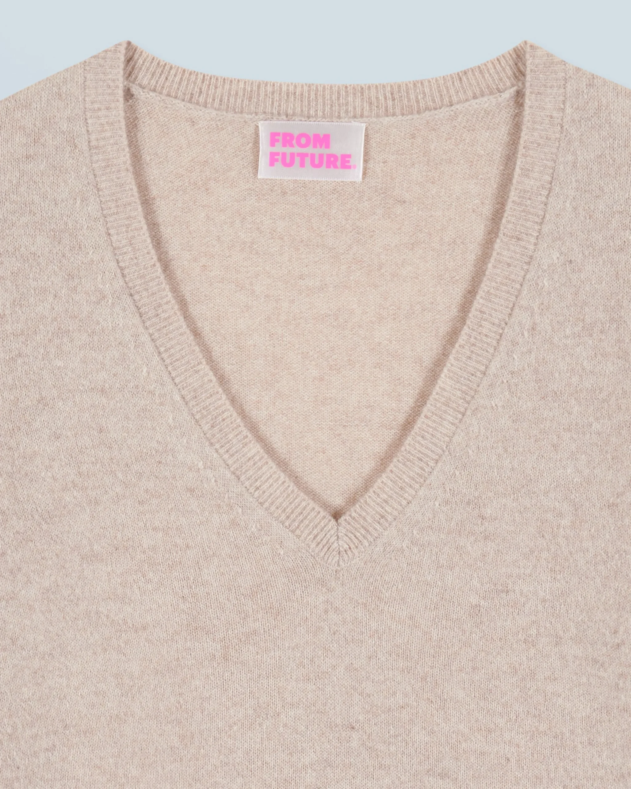 FROM FUTURE Pull Col V Basique BeigeMouliné Best Sale