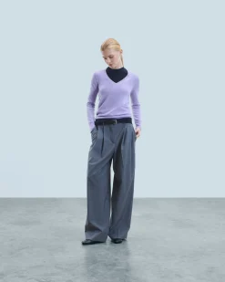 FROM FUTURE Pull Col V Basique LilacMouliné Shop