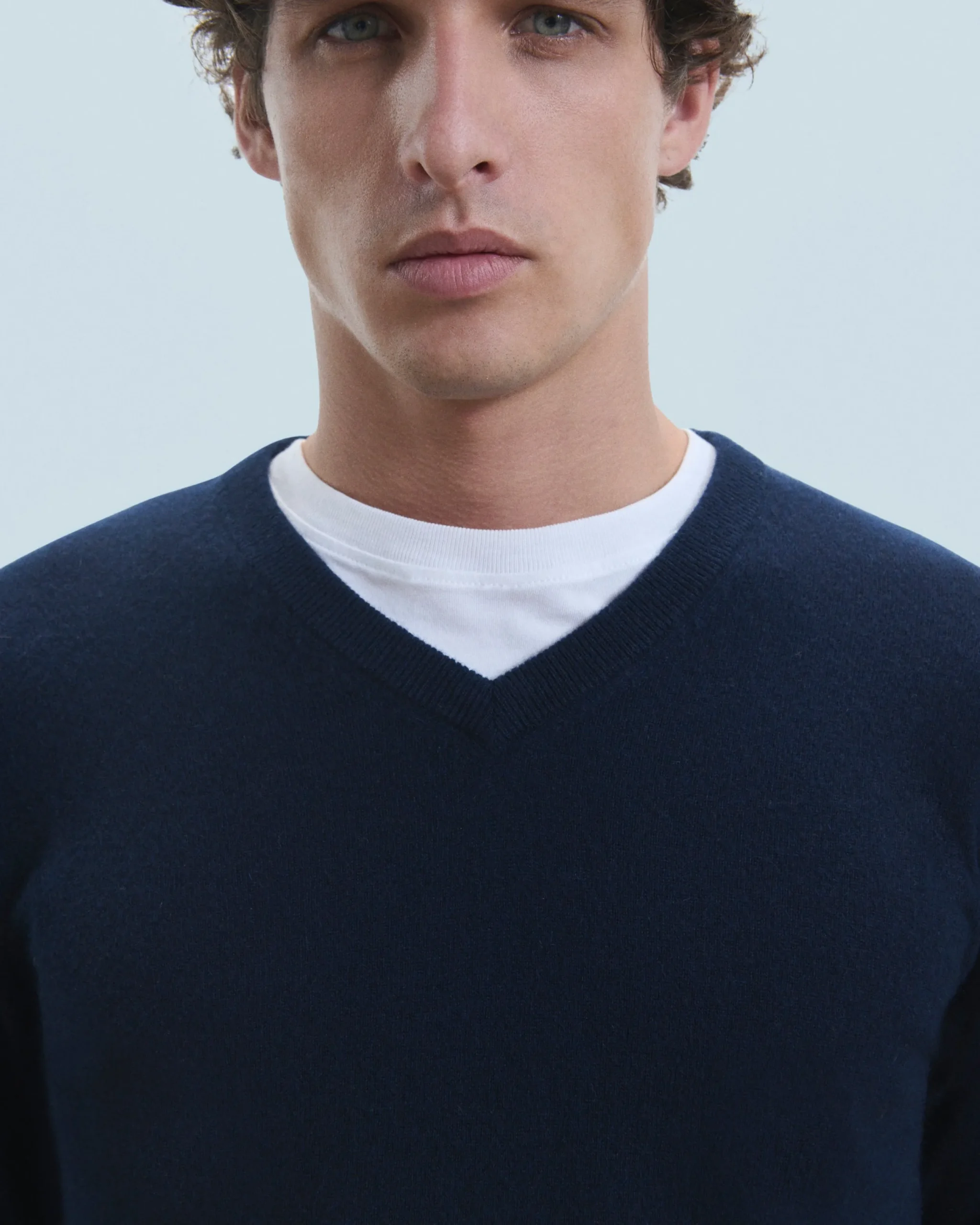 FROM FUTURE Pull Col V Basique Camel Clearance