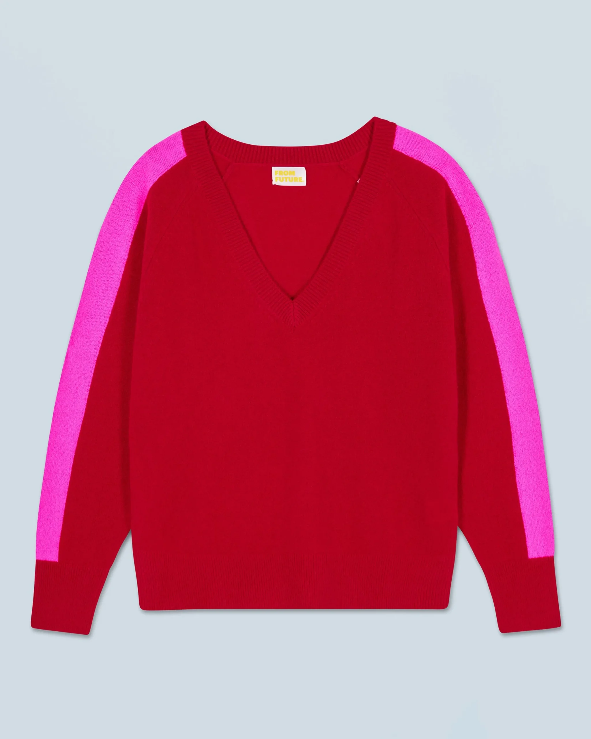 FROM FUTURE Pull Col V Oversize Bandes Bicolore Léger DarkRed Online