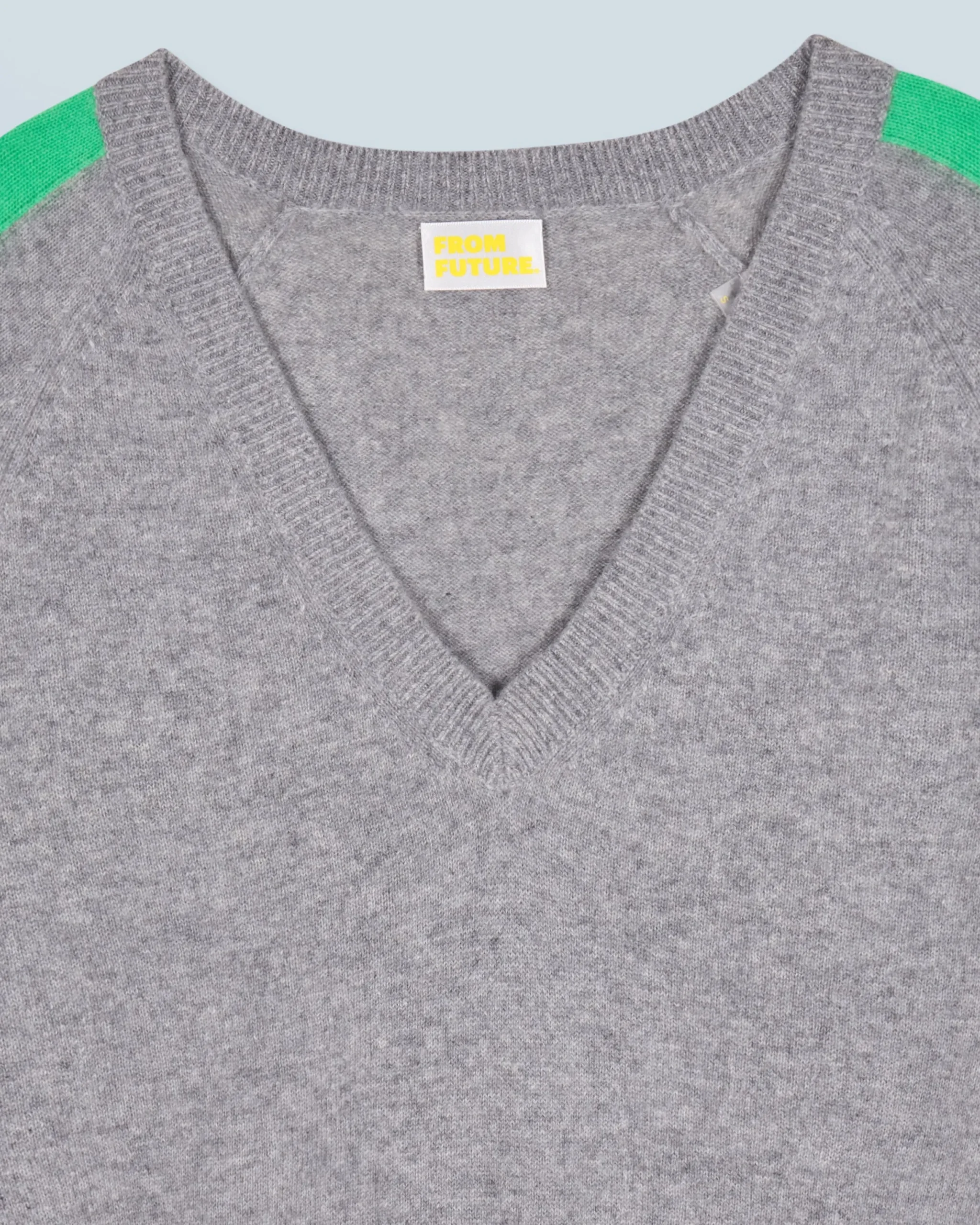 FROM FUTURE Pull Col V Oversize Bandes Bicolore Léger GrisChinéFoncé Best