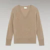 FROM FUTURE Pull Col V Oversize Léger Taupe New