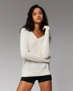 FROM FUTURE Pull Col V Oversize Léger GrisChinéClair Fashion