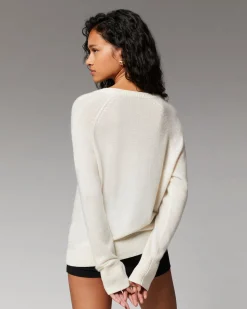FROM FUTURE Pull Col V Oversize Léger GrisChinéClair Fashion