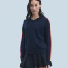FROM FUTURE Pull Hoodie Bandes Manches Multicolore Léger Navy Clearance
