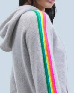 FROM FUTURE Pull Hoodie Bandes Manches Multicolore Léger GrisChinéClair Shop