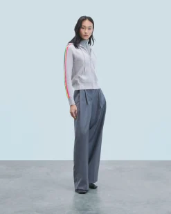 FROM FUTURE Pull Hoodie Bandes Manches Multicolore Léger GrisChinéClair Shop