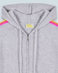 FROM FUTURE Pull Hoodie Bandes Manches Multicolore Léger GrisChinéClair Shop