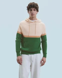 FROM FUTURE Pull Hoodie Color Block ForestGreen Online
