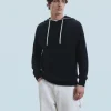 FROM FUTURE Pull Hoodie Liserets Contrastes Léger Noir Best Sale