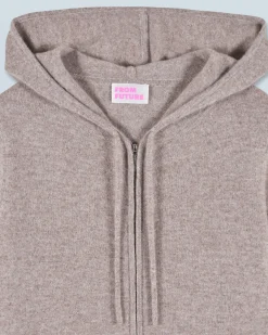FROM FUTURE Pull Hoodie Zippé TaupeChiné Sale