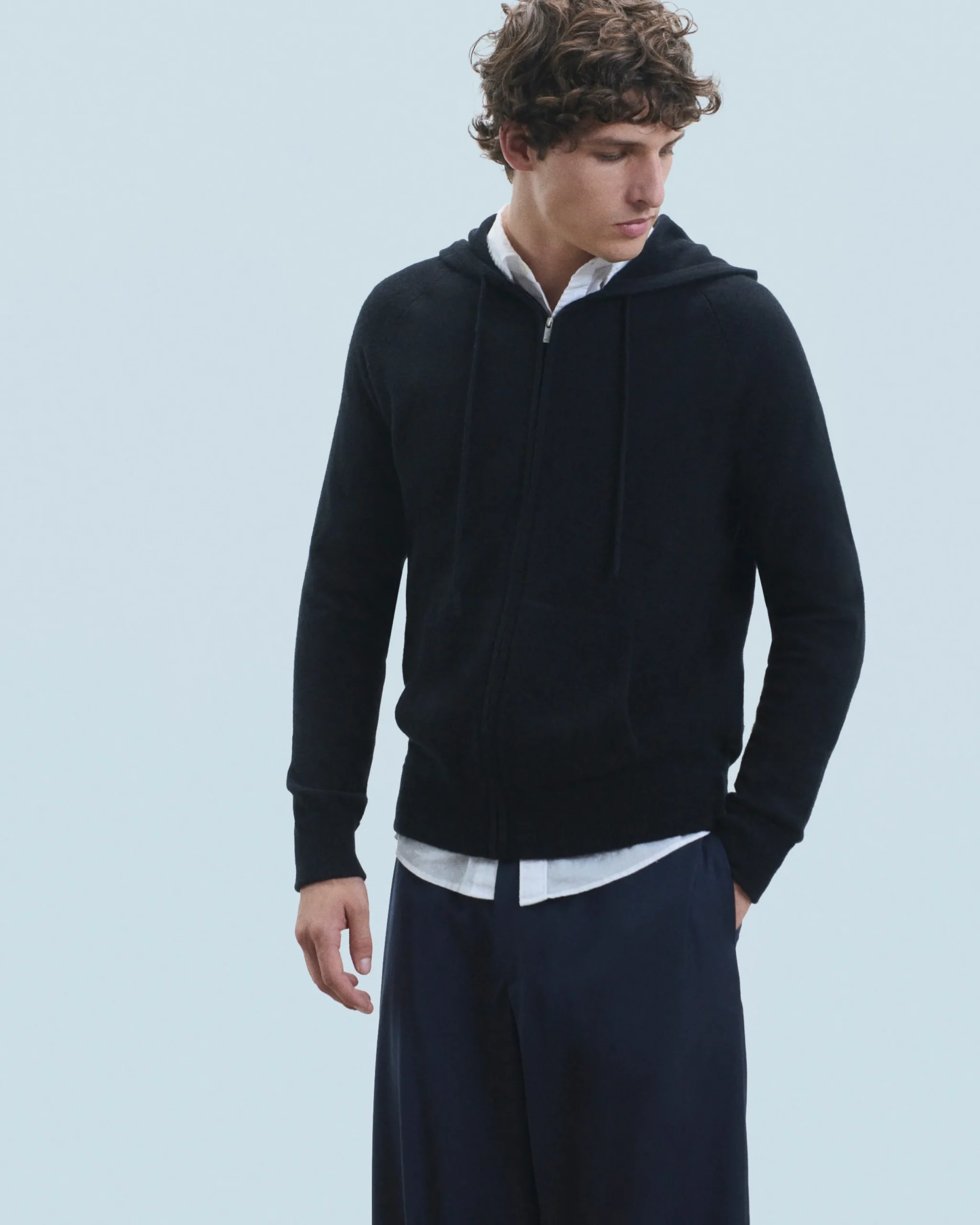 FROM FUTURE Pull Hoodie Zippé Basique Kaki New